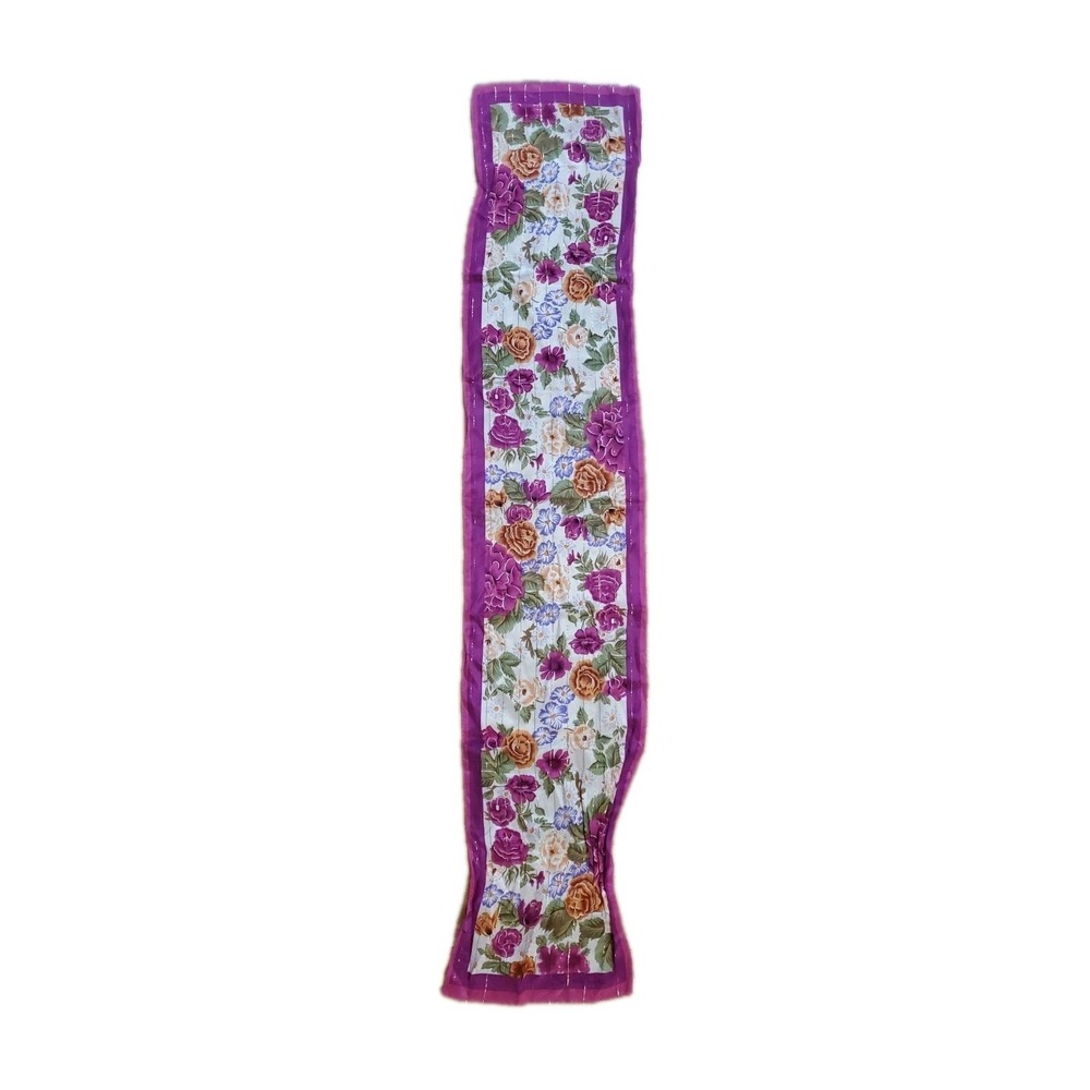 Vintage 90's Oscar de la Renta Silk Scarf Pink Gold Floral Long‎ Rectangle